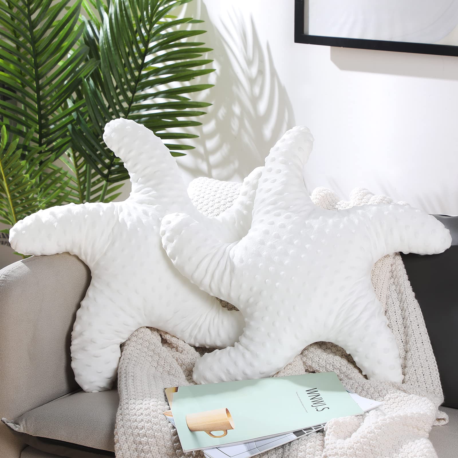 Fumete Starfish Pillow Beach Starfish Shaped Throw Pillows 20'' Starfish Stuffed Animal Cute Plush Coastal Decor Ocean Star Pill
